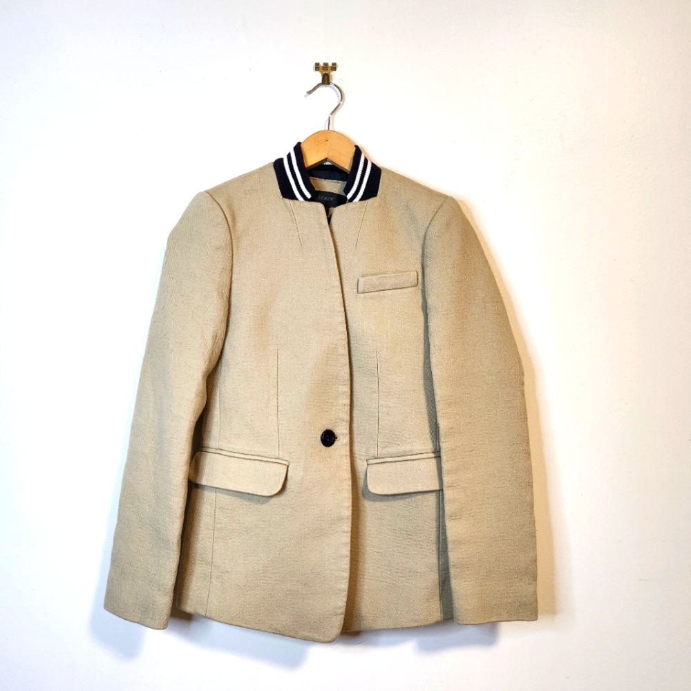 J Crew Beige Regent Blazer Jersey Collar